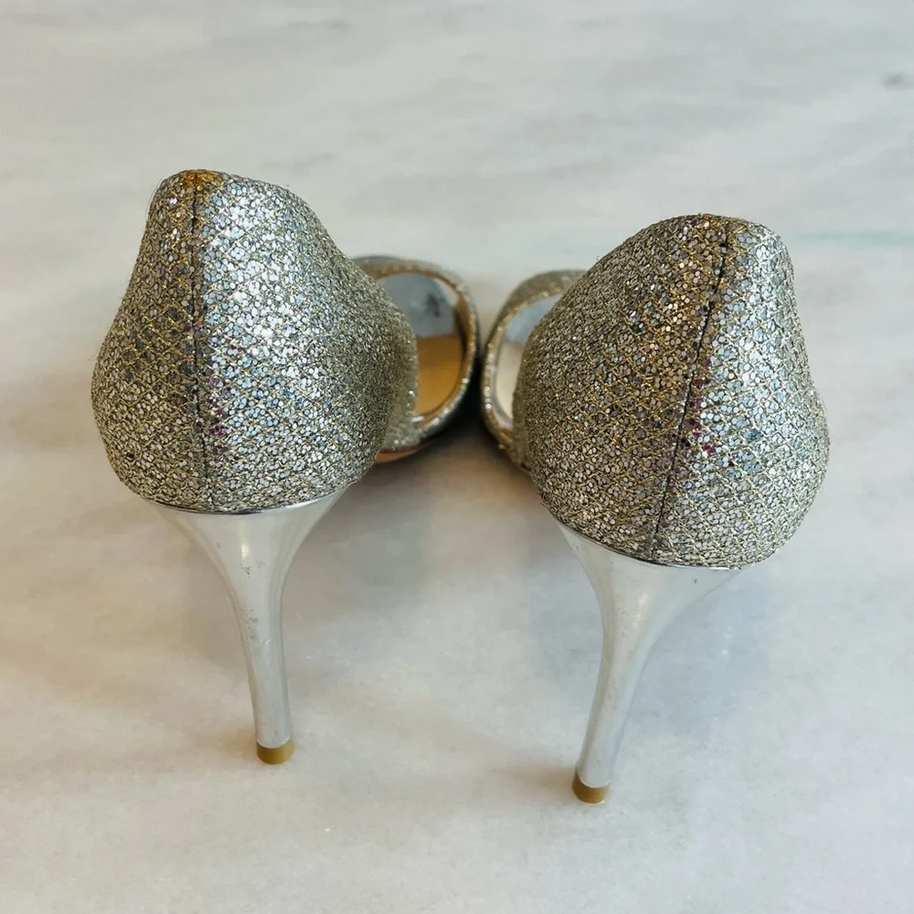 Cole Haan Gold Glitter Open-Toe Stiletto Pump